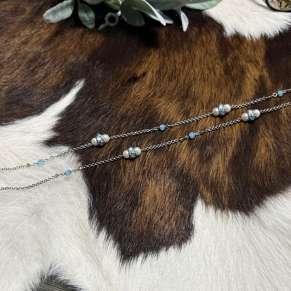 Lia Sophia Silver Necklace with Blue Accents